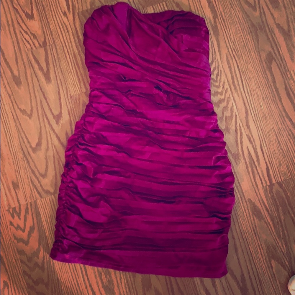 Fuchsia strapless cocktail dress